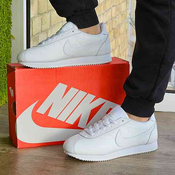 Мужские Термо Кроссовки Nike Cortez Белые Кожаные Найк Еврозима (размеры: 43,44,45,46) Видео Обзор Днепр