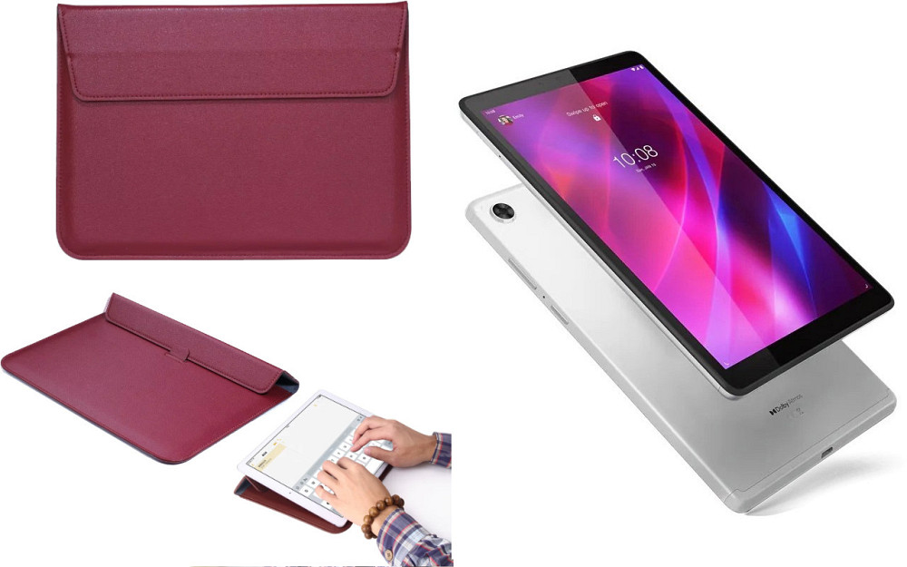 Чохол-конверт VitoCase для Lenovo Tab M8 (3rd Gen), Tab M8 (4th Gen), з функцією підставки для планшета Бордовий Київ - фото 1