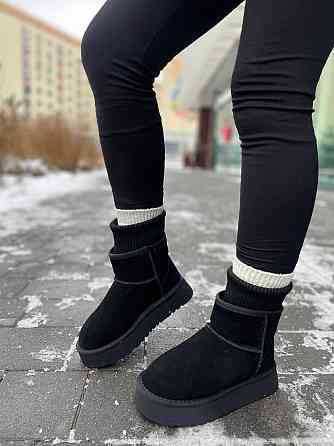 Hengji Угги жіночі HENGJI чорні натуральна замша высота 13 см размер 36-40 (T56-1) Коломыя