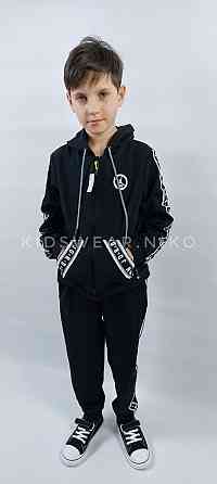 Детский  спортивный костюм  для мальчика двунитка на весну в черном цвете 116,128 Николаев