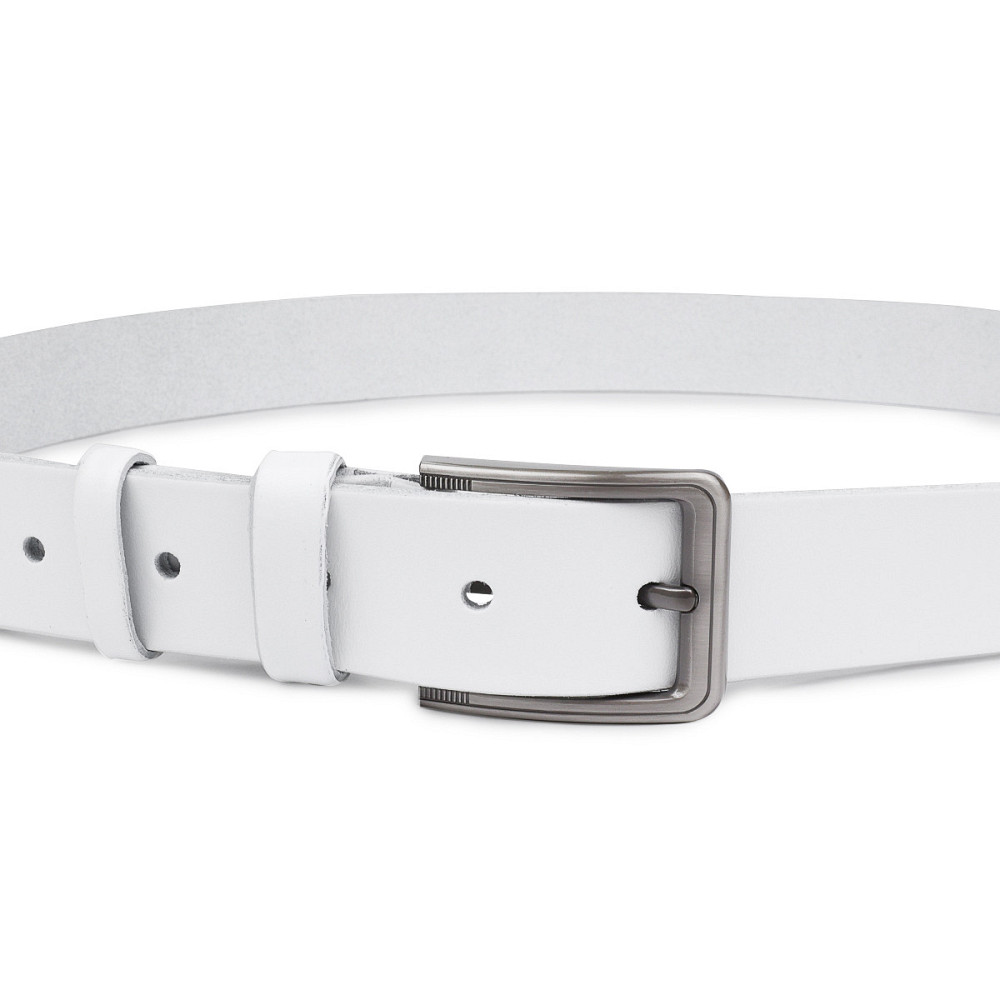 Гладкий стильний чоловічий ремінь Vintage 20718 Білий Київ - фото 6