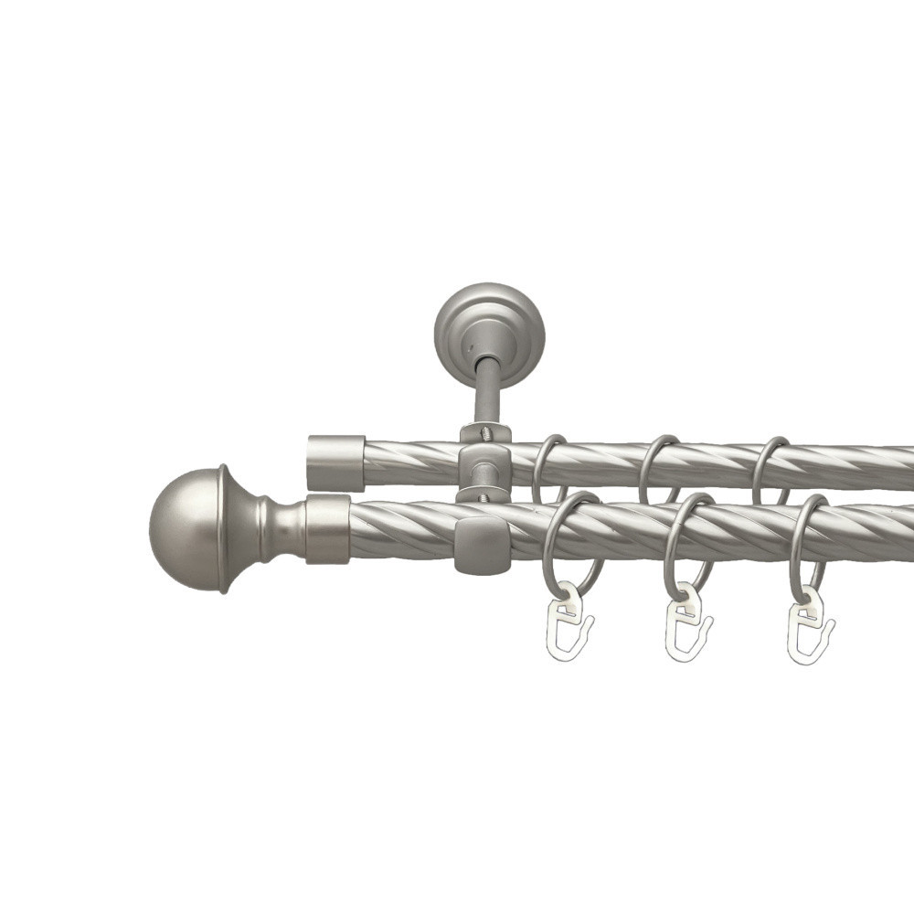 Карниз Orvit Бостон металевий дворядний відкритий скручена труба кільце металеве Сатин 19\16 мм 160 см (00-00023090) Львів - фото 1