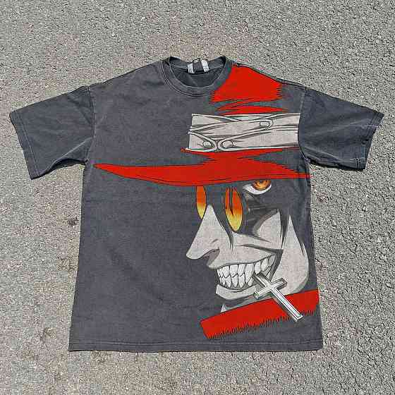 Футболка для хлопчика з принтом аніме Аніме Хеллсінг Ултімате Аніме оверсайз (зріст від 165 до 180) Чорний Дніпро