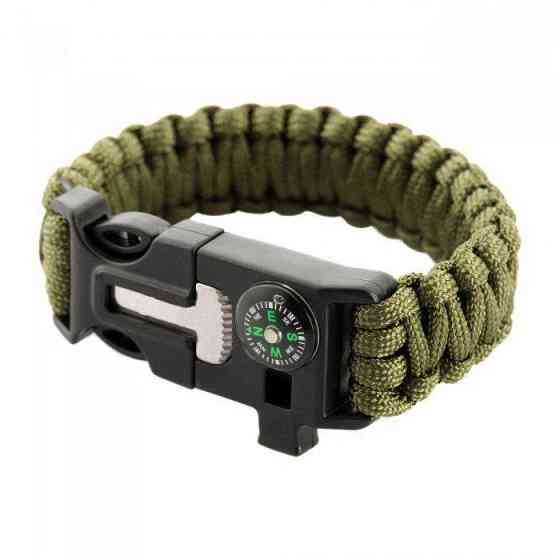 PARACORD БРАСЛЕТ С ВЫСКОРЕМ, КОМПАСОМ И СВИСТКОМ ОЛИВА Киев