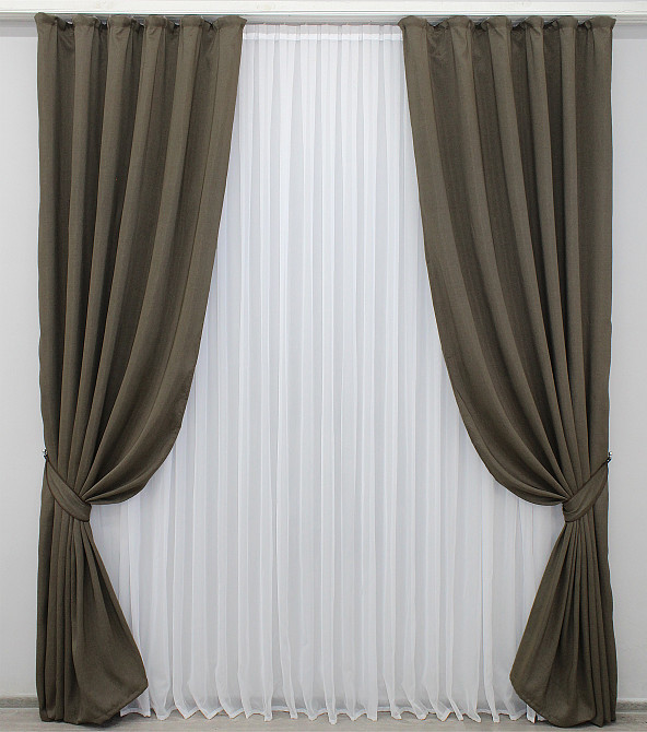 Комплект готовых штор VR-Textil Ibiza № 1199ш Молочный шоколад 150х270 см 2 шт (33-0035) Киев - изображение 2