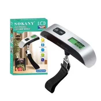 Електронний кантар Sokany SK-19035 (50 кг/10 г): ручні багажні ваги з LCD-дисплеєм, термометром та ременем Одеса