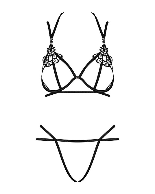 Эротический комплект из стреп Obsessive Badossa 2-pcs set L/XL, черный, с доступом, бюстгальтер, стр Sex Aura Киев - изображение 5