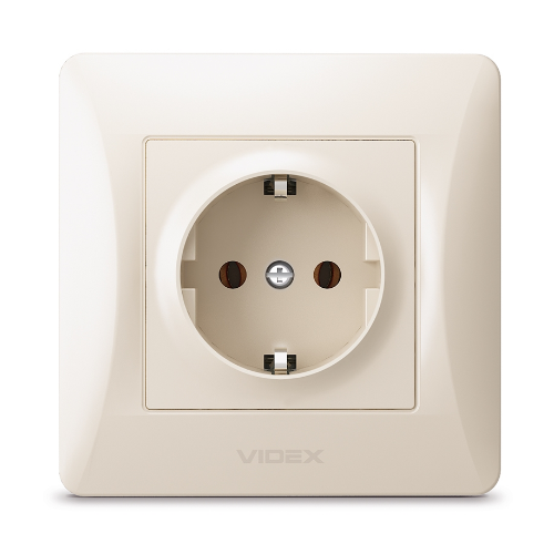 BINERA крем Розетка внутрішня 1-а із заземленням Videx Житомир