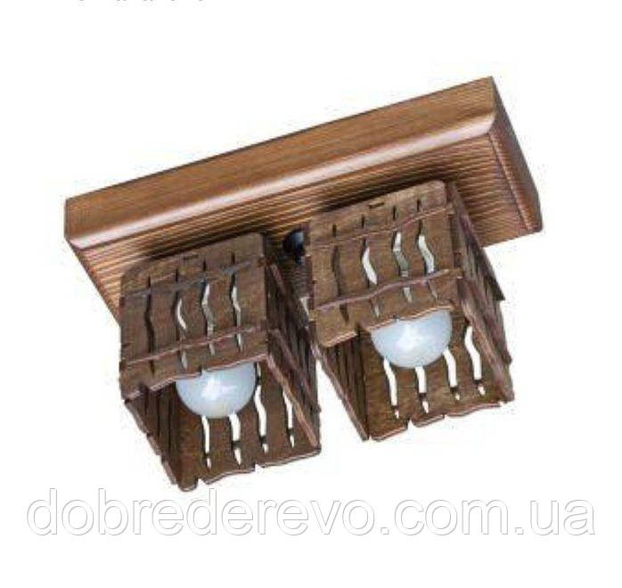 Люстра деревянная потолочная 2 плафона Вижница - изображение 1