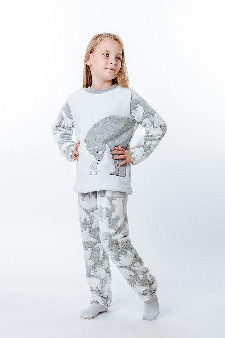 Піжама дитяча, тепла, велсофт, світло-сіра, зимова весняна осіння, дитячі піжами Київ - фото 4