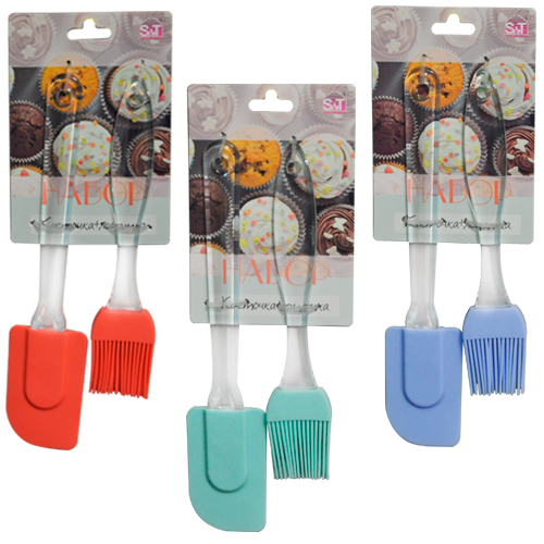 Набір кухонного приладдя 2 предмети (щіточка + лопатка) 20,5*4*1/24,1*5*0.5см (ручки:прозорі) 3200-46 S&T Житомир - изображение 1