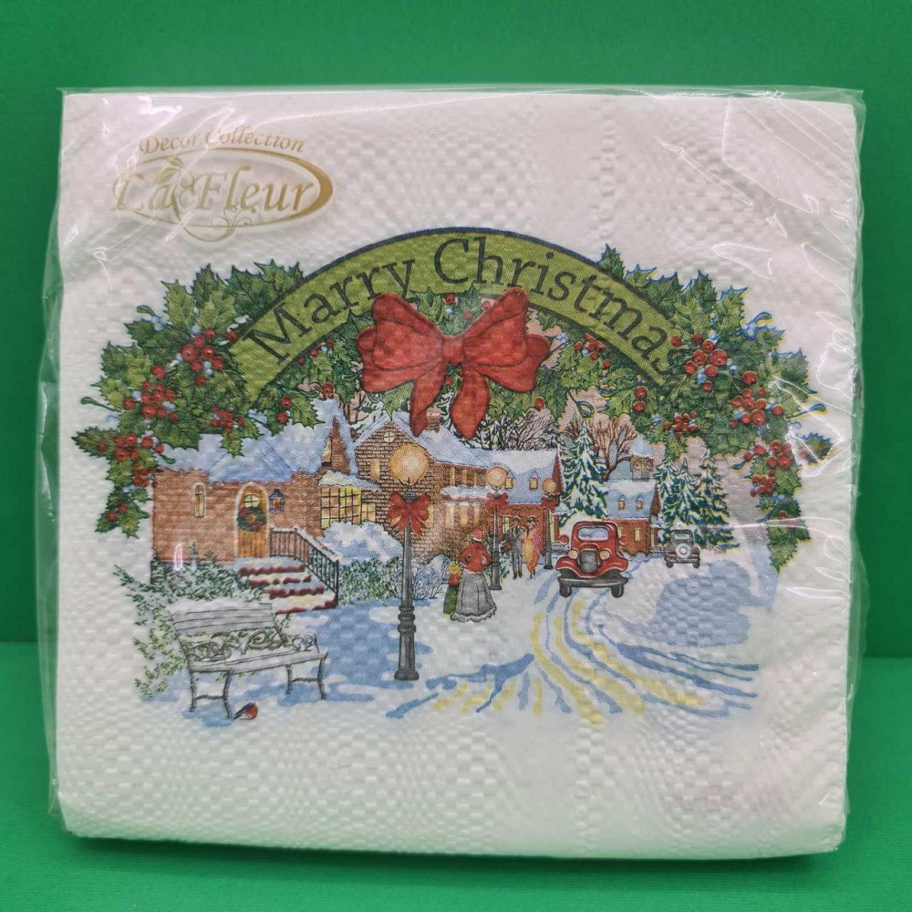 Двухслойная новогодняя салфетка (ЗЗхЗЗ, 20шт)  La FleurНГ Рождественская картина (122) (1 пачка) Харьков - изображение 1