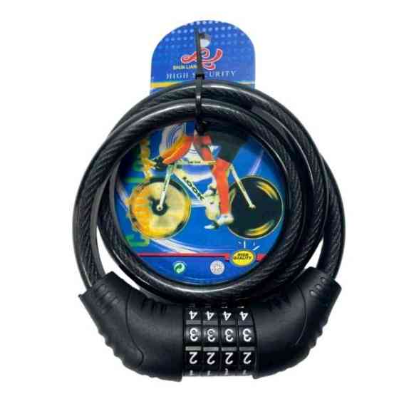 Замок на колесо (трос 1000*12mm) (з кодом) (чорний) (427) Мукачево