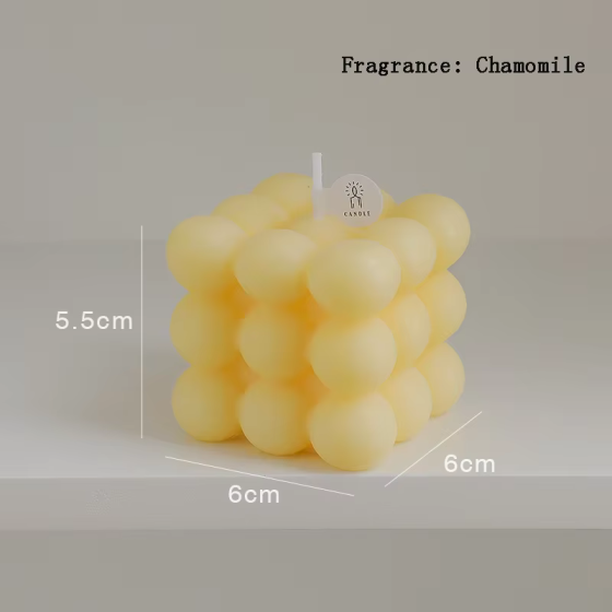 Свічка у формі бульбашковий куб у жовтому кольорі Кам'янець-Подільський