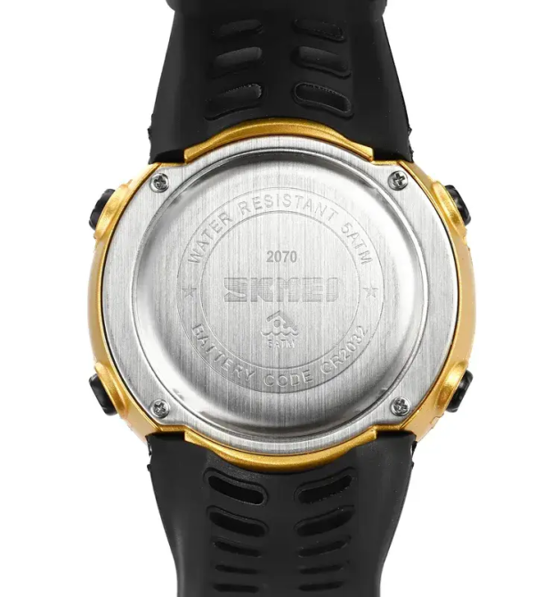 Спортивний наручний годинник Skmei 2070 (Чорний з золотим корпусом та чорним циферблатом) Вінниця - фото 5