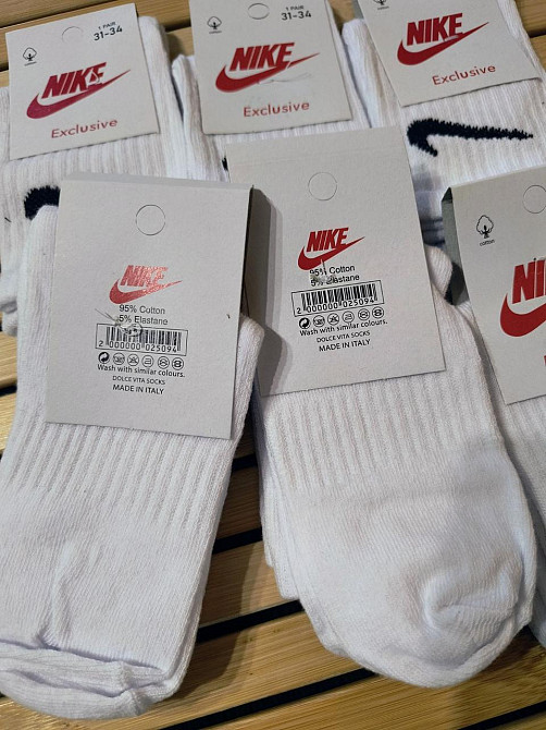 Дитячі високі білі шкарпетки бавовна в наборі по 6 штук Nike. Розмір 31-34 Київ - фото 3