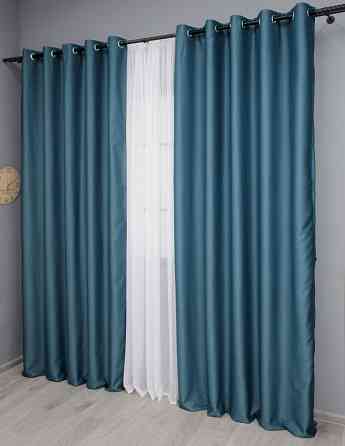 Комплект штор на люверсах VR-Textil Midnight № 1675ш 150х270 см 2 шт Синій (37-0200) Київ