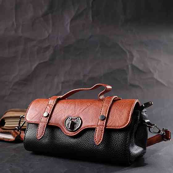 Женская сумка в винтажном стиле из натуральной кожи Vintage 22349 Черная Киев