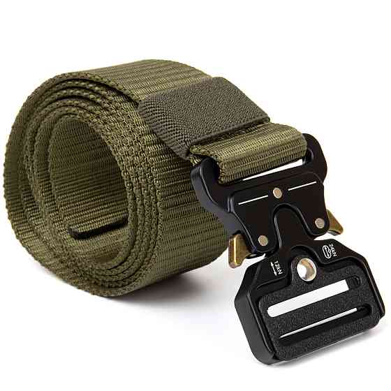 Текстильний ремінь з чорною пряжкою Vintage 20549 Хакі Київ