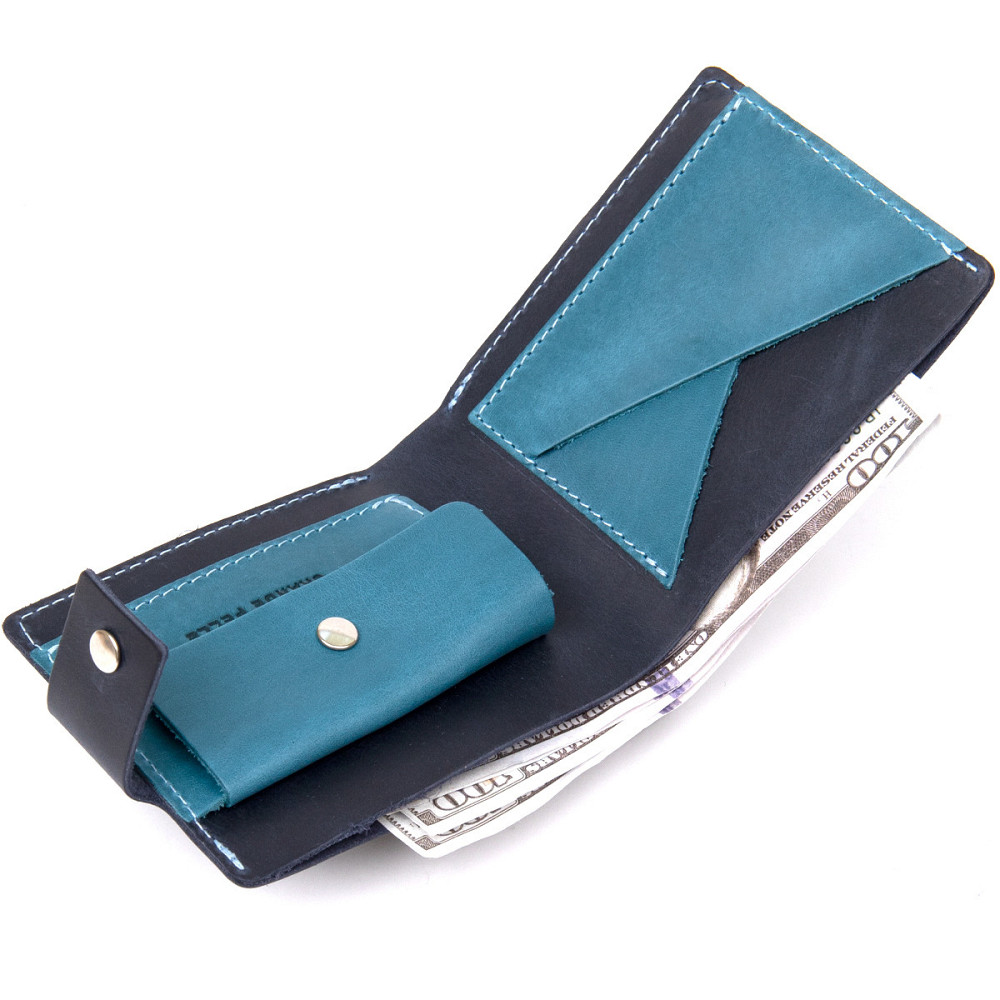 Чоловіче портмоне з натуральної шкіри Темно-синій (GRANDE PELLE) Київ - фото 10