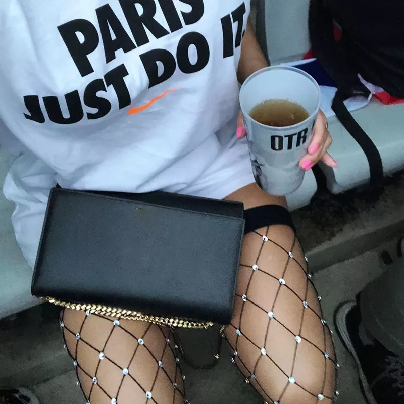 Панчохи в сітку з камінням жіночі one size чорний Київ - фото 4