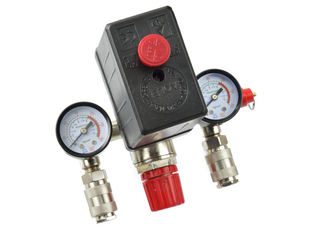 Пресостат "GeKo" 12 bar (230 В) з 2 манометрами Київ - фото 3