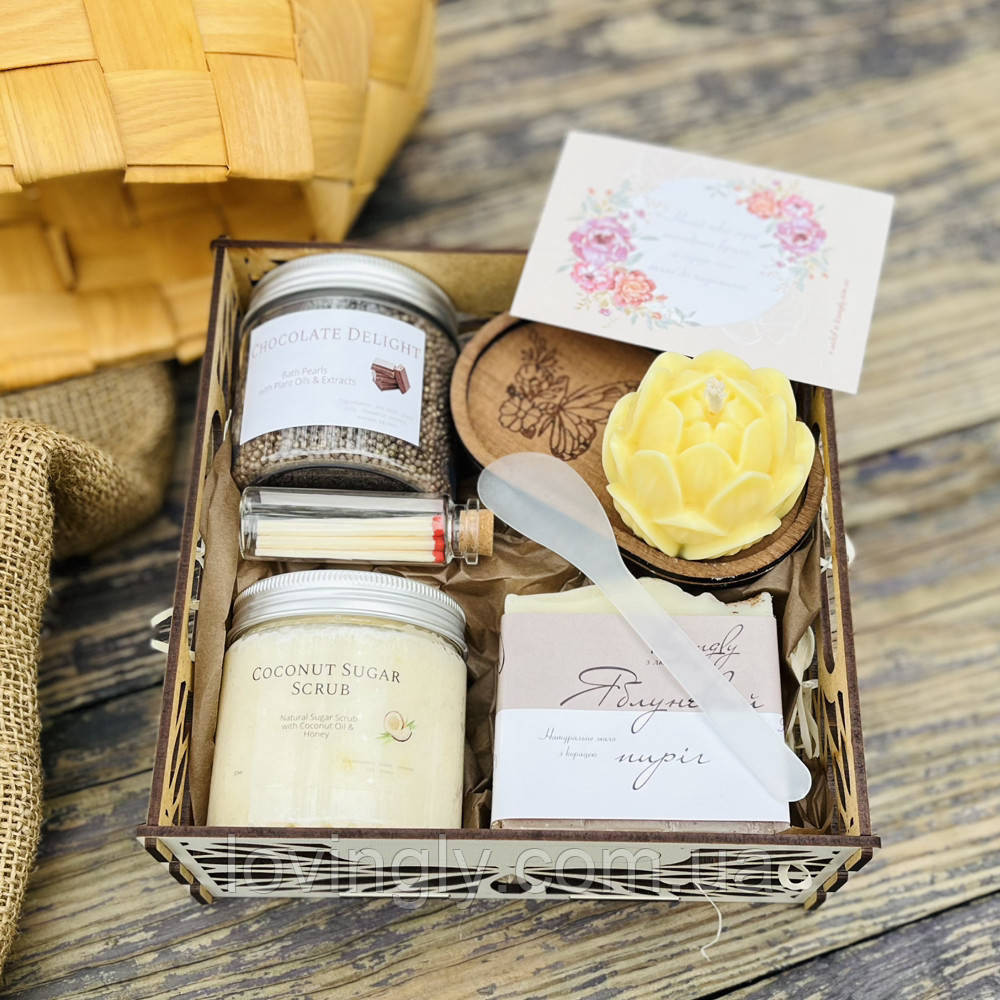 Подарочный набор для релакса с ароматической свечей, скрабом и жемчужинами для ванны | Lovingly Ирпень - изображение 2