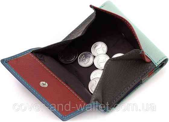 Бірюзовий жіночий гаманець маленького розміру на магнітах із натуральної шкіри ST Leather Київ