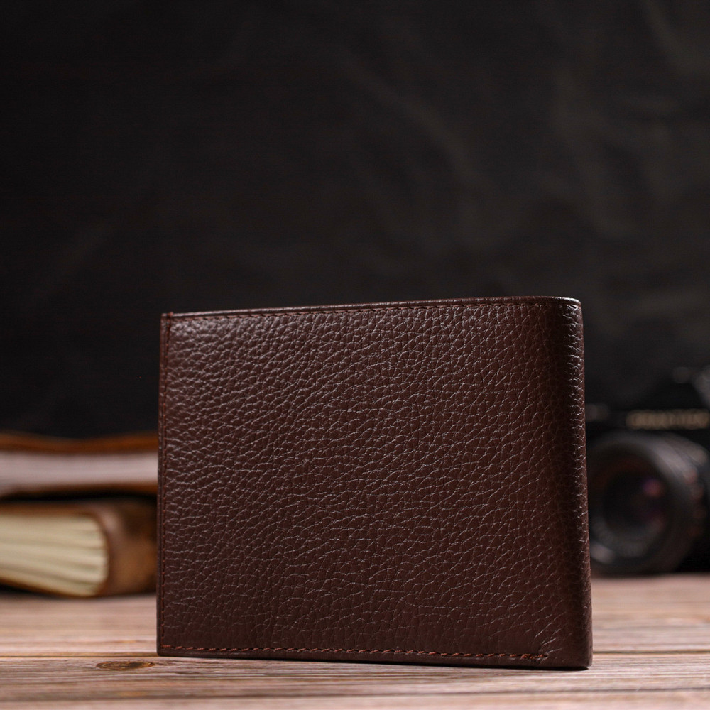 Чудовий чоловічий портмоне з натуральної зернистої шкіри CANPELLINI 21775 Коричневе Київ - фото 7