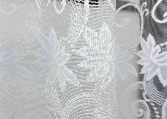 Коротка жакардова тюль висотою 1,2 м колір білий 855т Київ