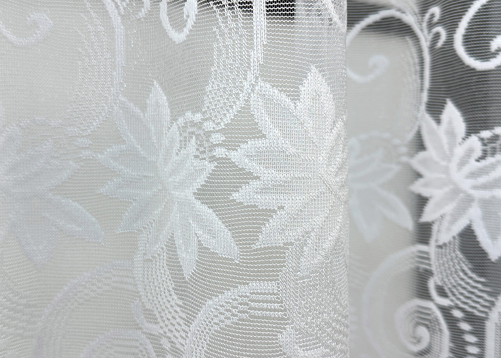 Коротка жакардова тюль висотою 1,2 м колір білий 855т Київ - фото 5