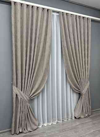 Комплект штор VR-Textil Льон Букле № 1884ш Тауп 150х290 см 2 шт (33-0912) Київ