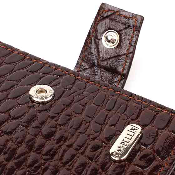Шикарний чоловічий гаманець з натуральної шкіри з тисненням під крокодила CANPELLINI 21729 Коричневий Київ