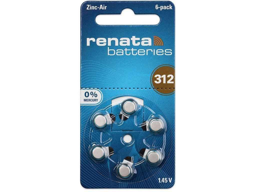 Батарейка для слухового апарату ZA 312.DP6 0%HG 6шт (блістер) ТМ RENATA Київ - фото 1