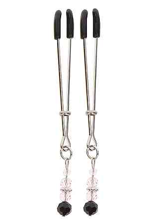 Зажимы на соски с регулировкой, со стразами Tweezers With Beads разноцветные Sex Aura Киев