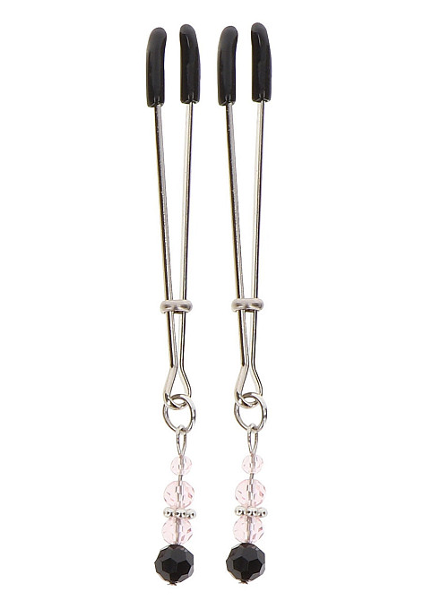 Затискачі на соски з регулюванням, зі стразами Tweezers With Beads кольорові Sex Aura Київ - фото 3
