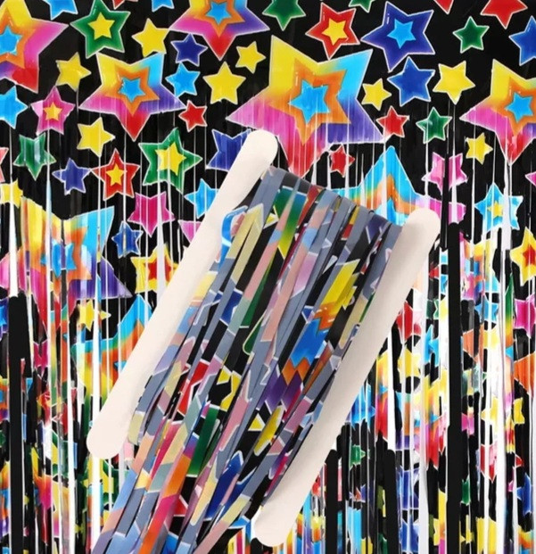 Дощик на фотозону з принтом зірочок 2 м на 1 м різнобарвний Київ - фото 1