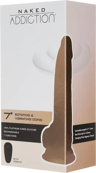Фалоімітатор з вібрацією та ротацією Naked ADDICTION Chris 7″ Rotating & Vibrating Dong, пульт ДК Львов - изображение 7