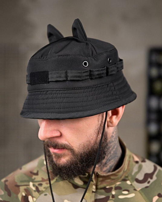 Тактична панама софтшел вушка чорна ПП8009 Одеса - фото 2