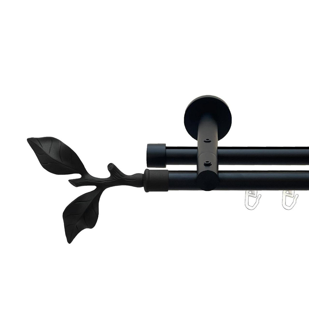 Карниз Orvit Листок Троянди металевий дворядний реверсивний профільна труба  Чорний Оксамит 19\19 мм 160 см (00-00027073) Львів - фото 1