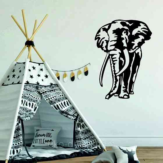 Декоративне настінне Панно «Слон», Декор на стіну 10*78 см, Чорний Київ