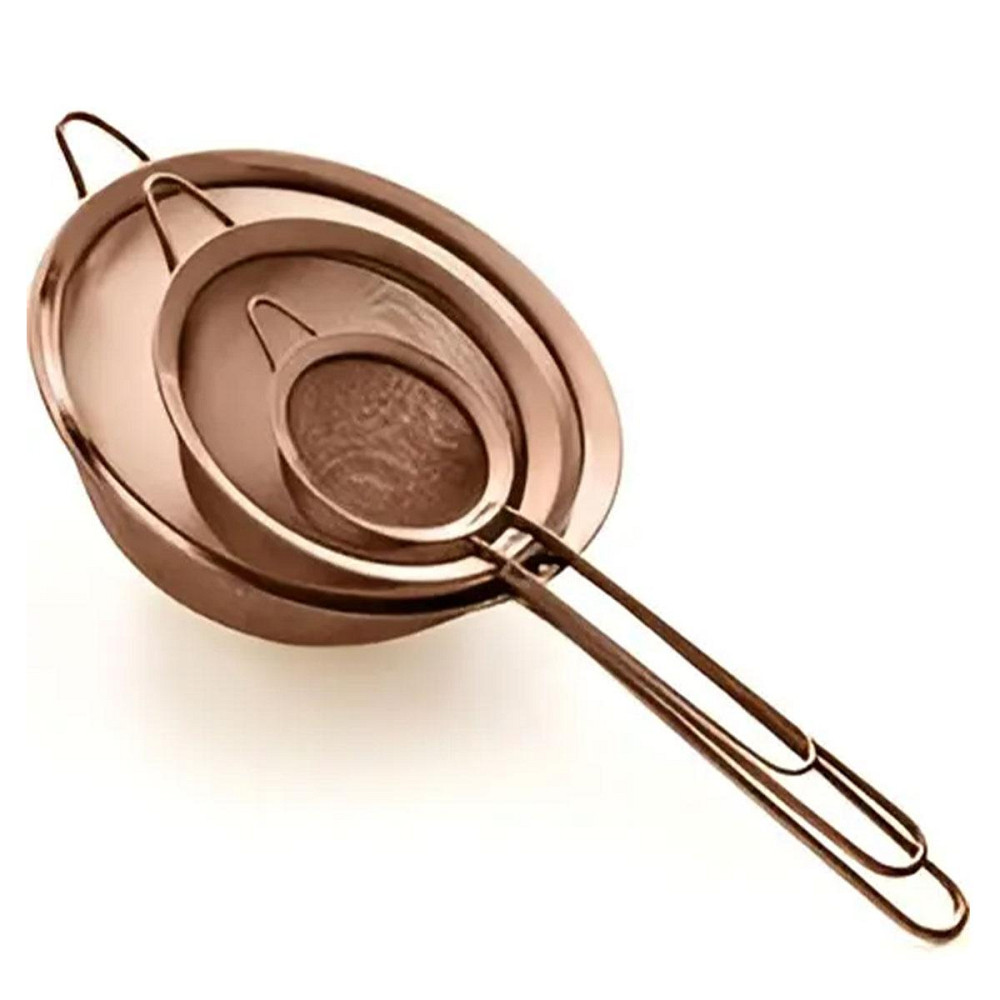 Zhongjing Набір ситечок 3 штуки для борошна і круп з нержавіючої сталі Мідний HP-19-22 Киев - изображение 6