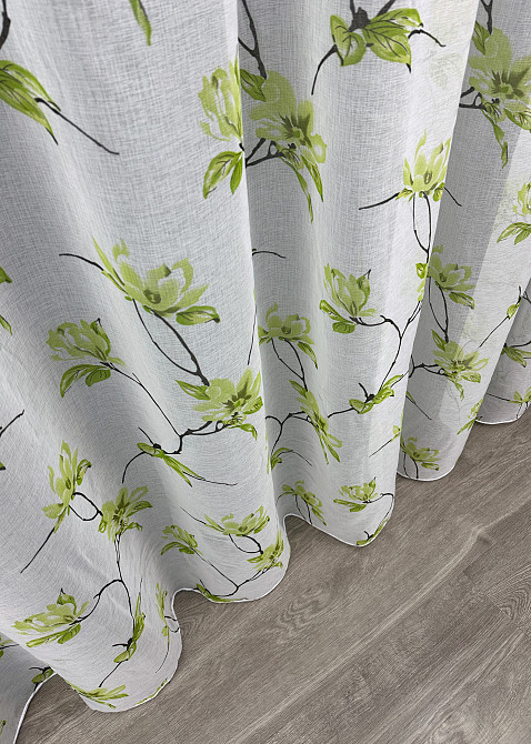 Тюль VR-Textil 1909т Flora Батист Білий з салатовим 300х270 см (40-245) Київ - фото 7