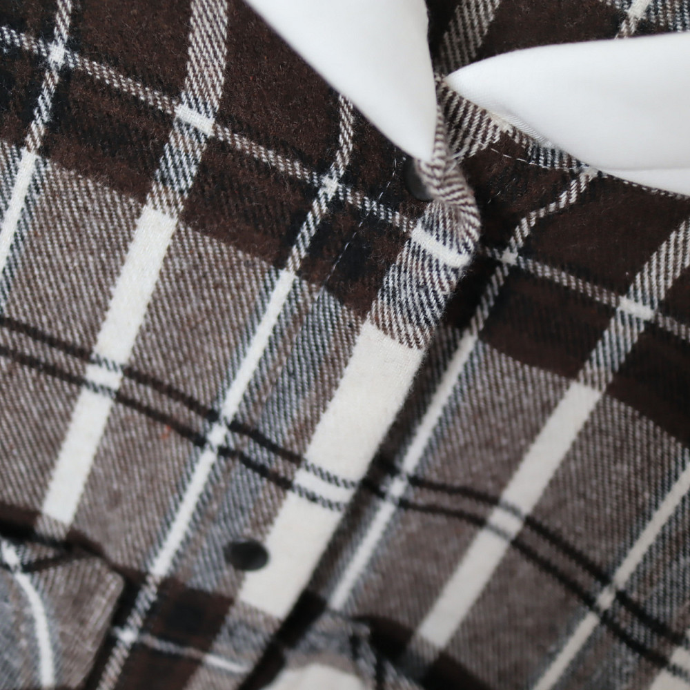 Детская теплая кашемировая рубашка в коричневую клетку с капюшоном, для мальчика, для девочки 152 Каменец-Подольский - изображение 3