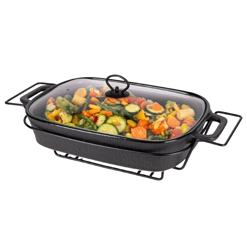 Марміт прямокутний 2,5л 43*24,5*11см скляна кришка + метал.підставка чорний 6428 KAMILLE Житомир - фото 5