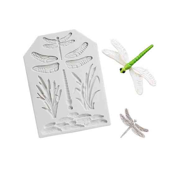 Молд силиконовый Стрекоза и камыши 100 на 136 мм серый Киев