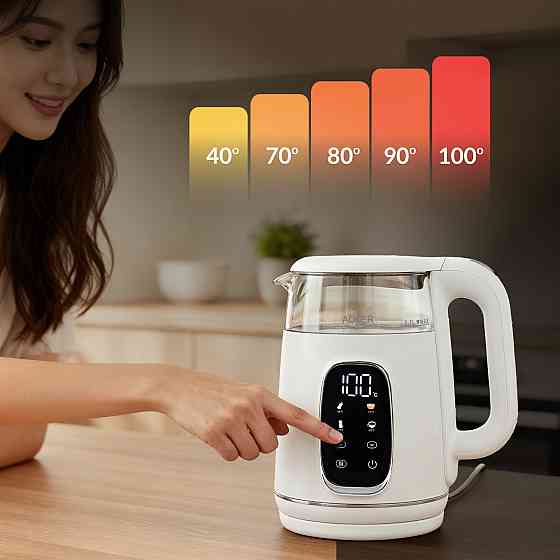 Електрочайник Adler AD 1305 white silver 1850-2200Вт/ 1.7л/ скло/ встановлення температури/ Вінниця