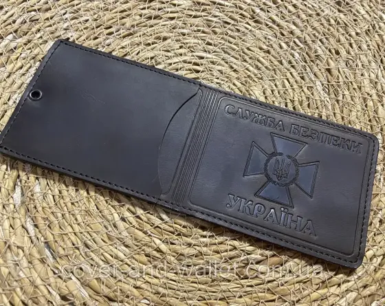 Обкладинка СБУ з кишенею з вінтажної шкіри коричневого кольору P_Leather Київ