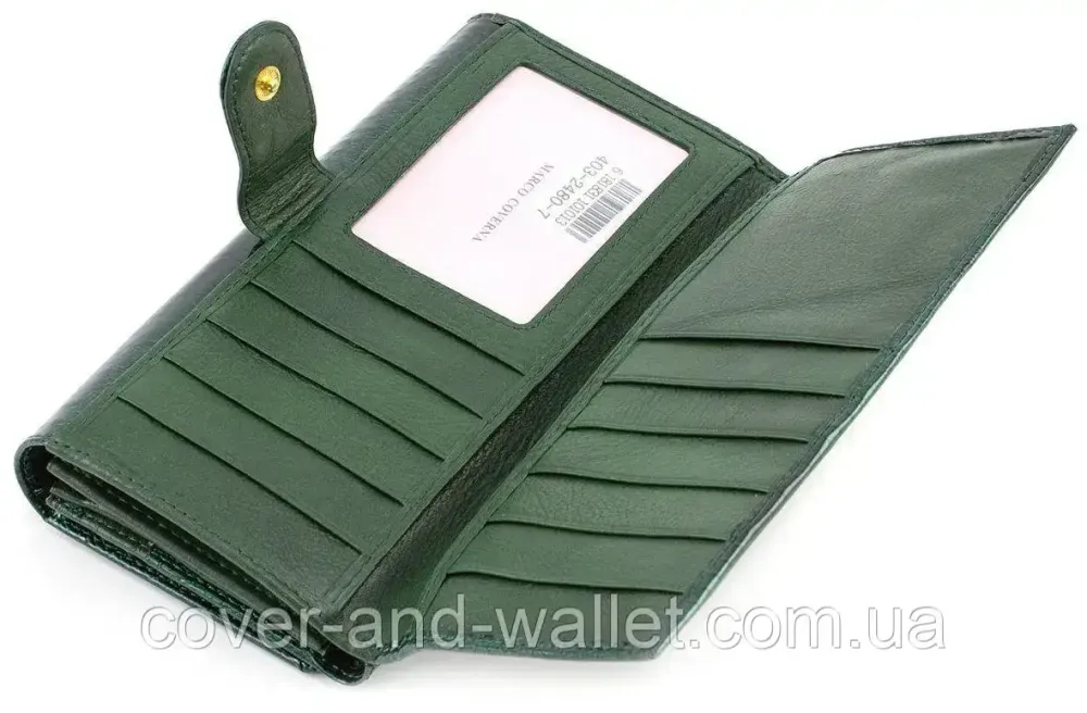 Зелений лаковий жіночий гаманець з блоком для карток Marco Coverna MC-403-2480 Київ - фото 7