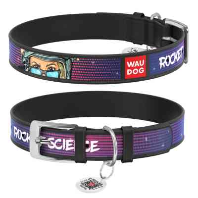 Ошейник для животных WAUDOG Design "Космос. Ракетостроение" Ш 15 мм Д 26-35 см черный (0015-0124-01) Винница